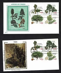 1764-1767 FDCs - American Trees blocks of four on "silk" cachets - Picture 1 of 1