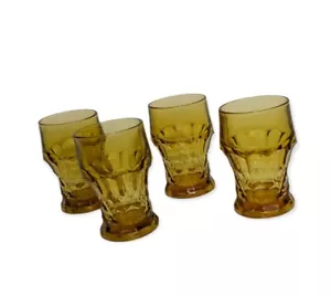 Vintage 1950's Lot of 4 Georgian Amber 5" Tall Glasses - Picture 1 of 4