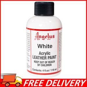 Angelus Acrylic Leather Paint White, Water-Based Formula, Made in USA, 4oz