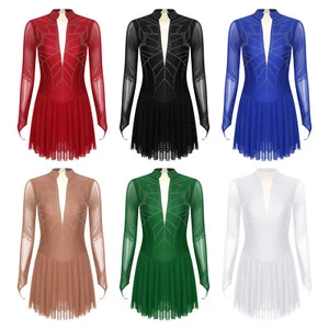 Women's Dance Outfit Sexy Dress Club Dancing Dresses Performance Clothing Mesh - Picture 1 of 69