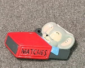 Ratón Dormiendo en Caja de Cerillas Adorno Navidad 3" Vintage Pintado a Mano Cerámica - Imagen 1 de 3