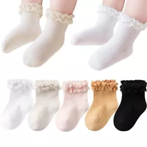Baby Girls Socks Frilly Ruffle Design Socks for Toddler Infants Dress Socks 0-1T - Picture 1 of 7