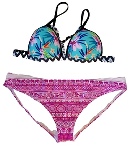 Animal/Unbranded UK 16/XL Multi Floral/Patterned Padded Harness Bikini Brief Set - Picture 1 of 6