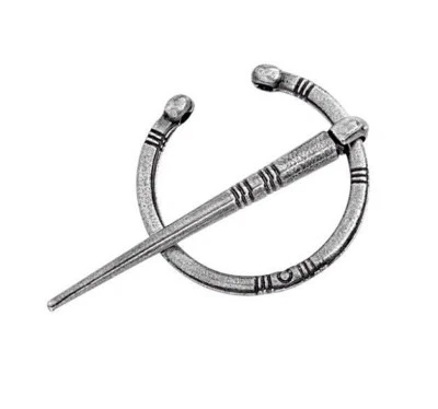 Silver-tone Celtic PENANNULAR Brooch Cloak Pin 1-1/4" w/ 1-3/4" pin Norse Viking - Image 1 of 2