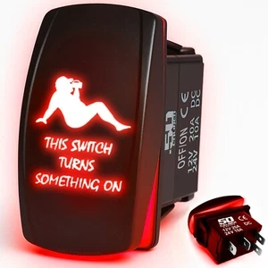 50 Caliber Racing Red "This Switch Turns Something On" On/Off Switch Dad Bod - Imagen 1 de 14