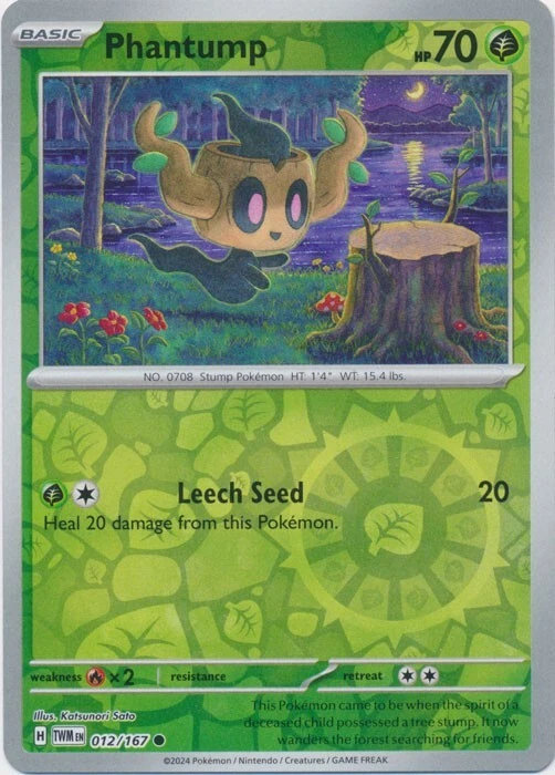 Reverse Holo Phantump 012/167 Common Twilight Masquerade Pokemon TCG - Image 1 of 1