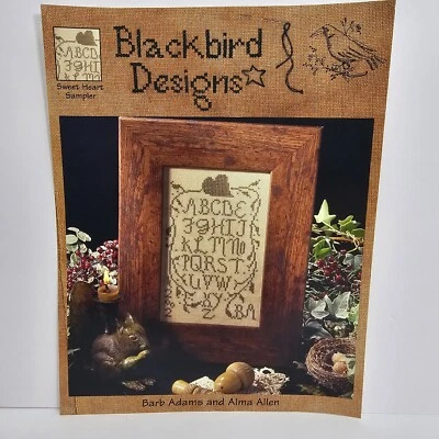 Blackbird Designs Sweet Heart Sampler Alphabet Chart Pattern OOP 2002 Vtg - Image 1 of 4