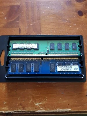 Hynix  Nanya HYMP125U64CP8-S6 2GB (2x1GB Kit) PC2-6400U-666 2Rx8 DDR2 RAM Memory - Image 1 of 3
