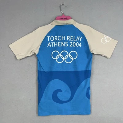 Camisa De Colección Juegos Olímpicos Para Hombre XS Azul Polo Atenas 2004 Adidas Antorcha Relé Foto 1 de 4