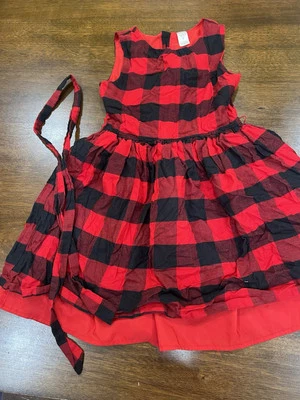 女童 Carters 尺码 7 格子红色和黑色连衣裙 — 第 1/2 张图片