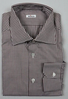 KITON Mens Handmade Check Stripe Shirt Size 16.5 NEW $750 SKU9-13 - Image 1 of 4