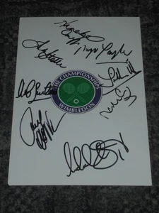 WIMBLEDON BADGE SIGNED BY 8 TENNIS PLAYERS -12x8 PHOTO INC TAYLOR, STICH, STOLLE - Picture 1 of 1