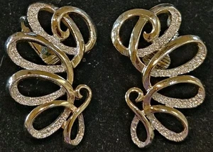Vintage Emmons Circlet Clip On Earrings Silver Brushed & Glossy Tone 1961 Signed - Picture 1 of 3