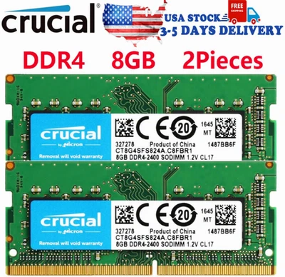 CRUCIAL 16GB DDR4 2400 MHz PC4-19200 SODIMM RAM (NOT IN ORIGINAL PACKAGING) - Image 1 of 4