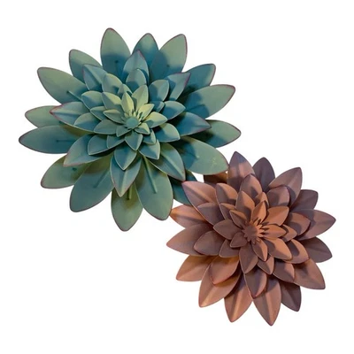 MCM Green & Pink Succulent Metal Wall Decor Home Decor - Image 1 of 4