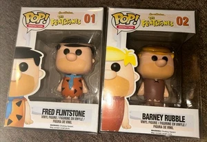 Funko Pop! The Flintstones Fred Flintstone #01 & Barney Rubble #02 Vaulted - New - Picture 1 of 6