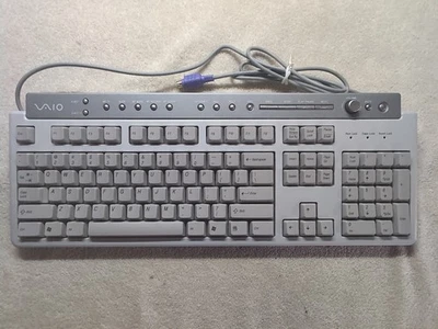 TESTED Vintage Sony VAIO Multimedia Keyboard PCVA-KB7P/U Silver Grey - Image 1 of 4