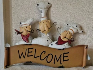 METAL WELCOME NOVELTY CHEF SIGN - Picture 1 of 6