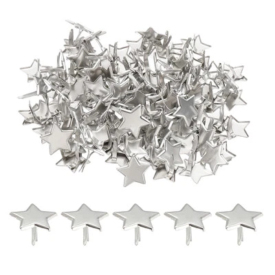 100 piezas sujetadores de papel Brads mini sujetador estrella de metal, tono plateado, 0,6"x0,4" Foto 1 de 4
