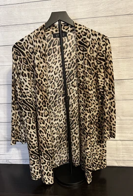 Cárdigan suéter Kasper negro y dorado con estampado de guepardo para mujer L ligero Foto 1 de 4