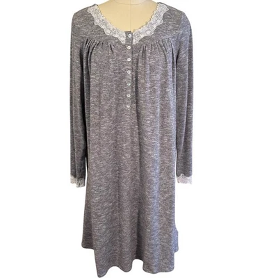Camisón midi tejido gris Eileen West Grannycore Cottagecore LS encaje talla S ¡EXCELENTE ESTADO USADO! Foto 1 de 4