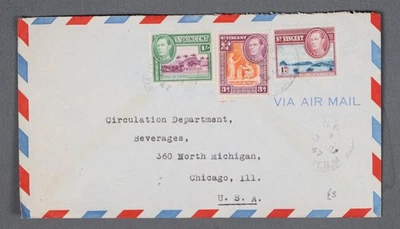Cubierta de correo aéreo MayfairStamps St Vincent 1947 a Chicago IL AAU_82559 Foto 1 de 2