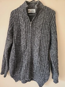Aran Crafts Ireland Meri Wool Cardigan Women L Mens Med Gray Zip Up  Cable Knit  - Picture 1 of 7