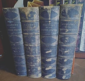 BRYANT'S 1881 POPULAR HISTORY UNITED STATES 4 v SET LEATHER US W BRYANT S GAY - Imagen 1 de 10