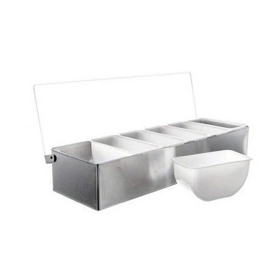 1606 Condiment Caddy, 6-Compartment Pizza Topping Station, Garnish Tray with ... - Image 1 of 4