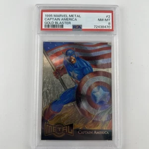 1995 Marvel Metal Gold Blaster Capitan America #2 PSA 8 - Foto 1 di 10