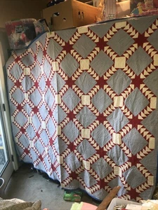 Trapunta antica patriottica rossa bianca e blu stella americana patchwork 70”x80” - Foto 1 di 19