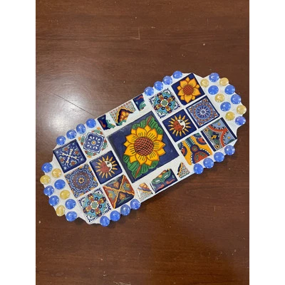 Handmade Mexican Tile Decorative Tray - Image 1 of 3