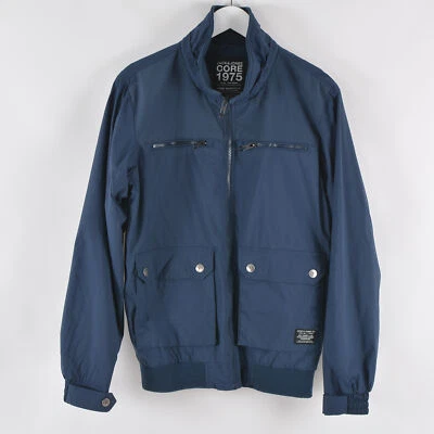 Jack & Jones Men's Workwear Jacket Small Dark Blue Full Zip Elastic Waist - Image 1 of 4