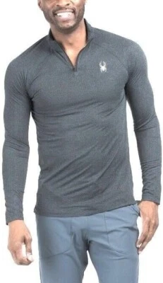 New Men's Spyder Active Performance 1/4 Zip Gray Pullover Large 4 Way Stretch - Image 1 of 4