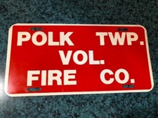 Thin Steel Polk Township Volunteer Fire Co. Kresgeville Pa License Plate