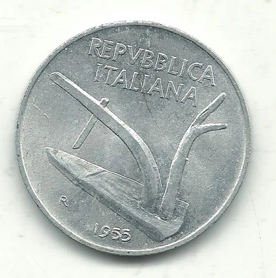 HIGH GRADE AU 1955 R ITALY 10 LIRE COIN-JAN185 - Image 1 of 2