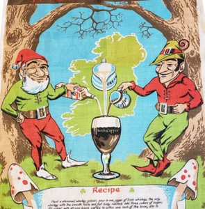 Vintage Tea Towel Kitchen Irish Coffee Recipe St. Patricks Leprechaun  A32-30 # - Imagen 1 de 4