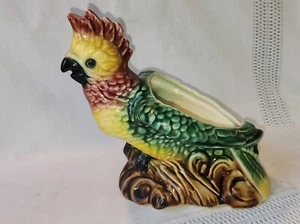 Vintage lebendige Farbe Kakadus Papagei Pflanzgefäß amerikanische Biskuit McCoy kalifornische Keramik - Bild 1 von 7