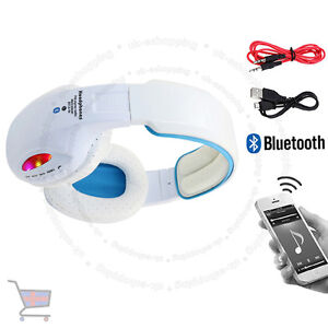LED Wireless Bluetooth 4.2 White Headphone Stereo Music Headset Super Bass UKES