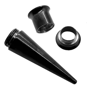 Set Dehnstab Expander Flesh Tunnel 2in1 Dehner Taper 3 4 6 8 10 Stahl Schwarz - Bild 1 von 1