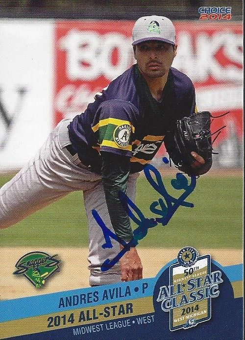 Andres Avila 2014 Midwest League All Star Beloit Snappers Signed Card  - Image 1 of 1