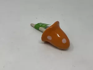 Mushroom Garden Stake Pottery-Ceramic Enchanted Garden NWT Orange W/ Polka Dots - Picture 1 of 3