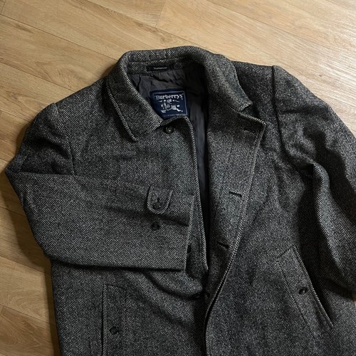 VINTAGE burberry's trench coat tweed LANA DI ALPACA soprabito uomo GRIGIO taglia M