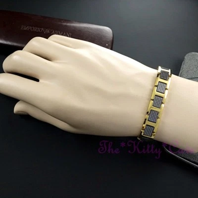 Magnetisch Wolfram Arthritis Sport Schmerzlinderung, 24 KGB Gold Textur Armband - Bild 1 von 4