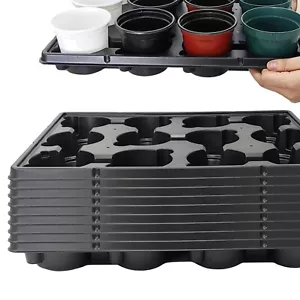 12 Cell Durable Nursery Pots Trays - Shuttle Carrying for 4-Inch Pots, 10-Pack - Picture 1 of 9
