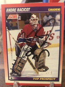 Andre Racicot auto 1991-1992 Score card h1858