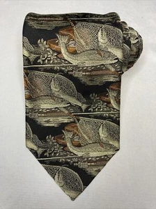 Corbata de seda para hombre Robert Talbott Best of Class Nordstrom tema de pesca negra - Imagen 1 de 6