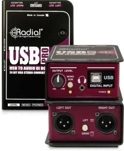 Stereo DI for USB Source, level control, mono sum, headphone out - Picture 1 of 1
