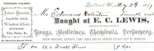 Rutland Vermont E C Lewis Patent Arzneimittel Medikamente chemische Parfümerie Rechnung - Bild 1 von 3
