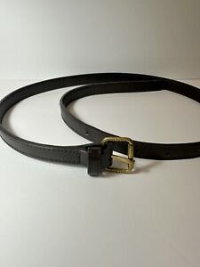 Tory Burch Brown Leather Logo Belt with Brass Buckle Accent Accessory
